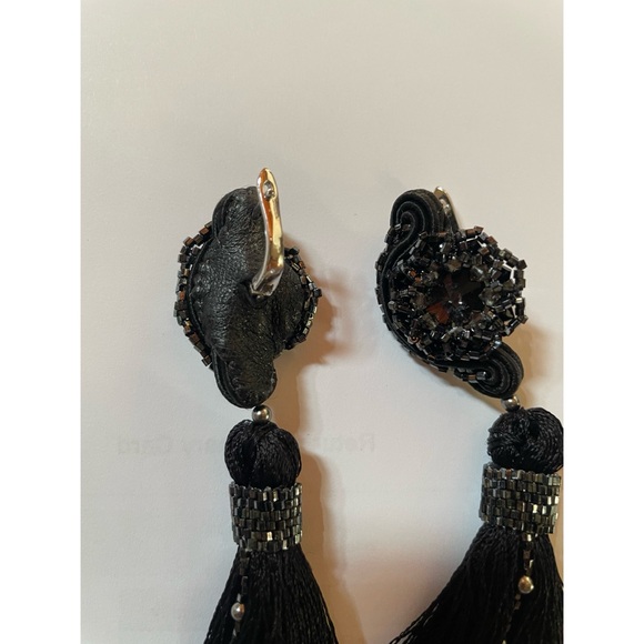 Soutache Elegant Black Tassel Earrings - Picture 6 of 7